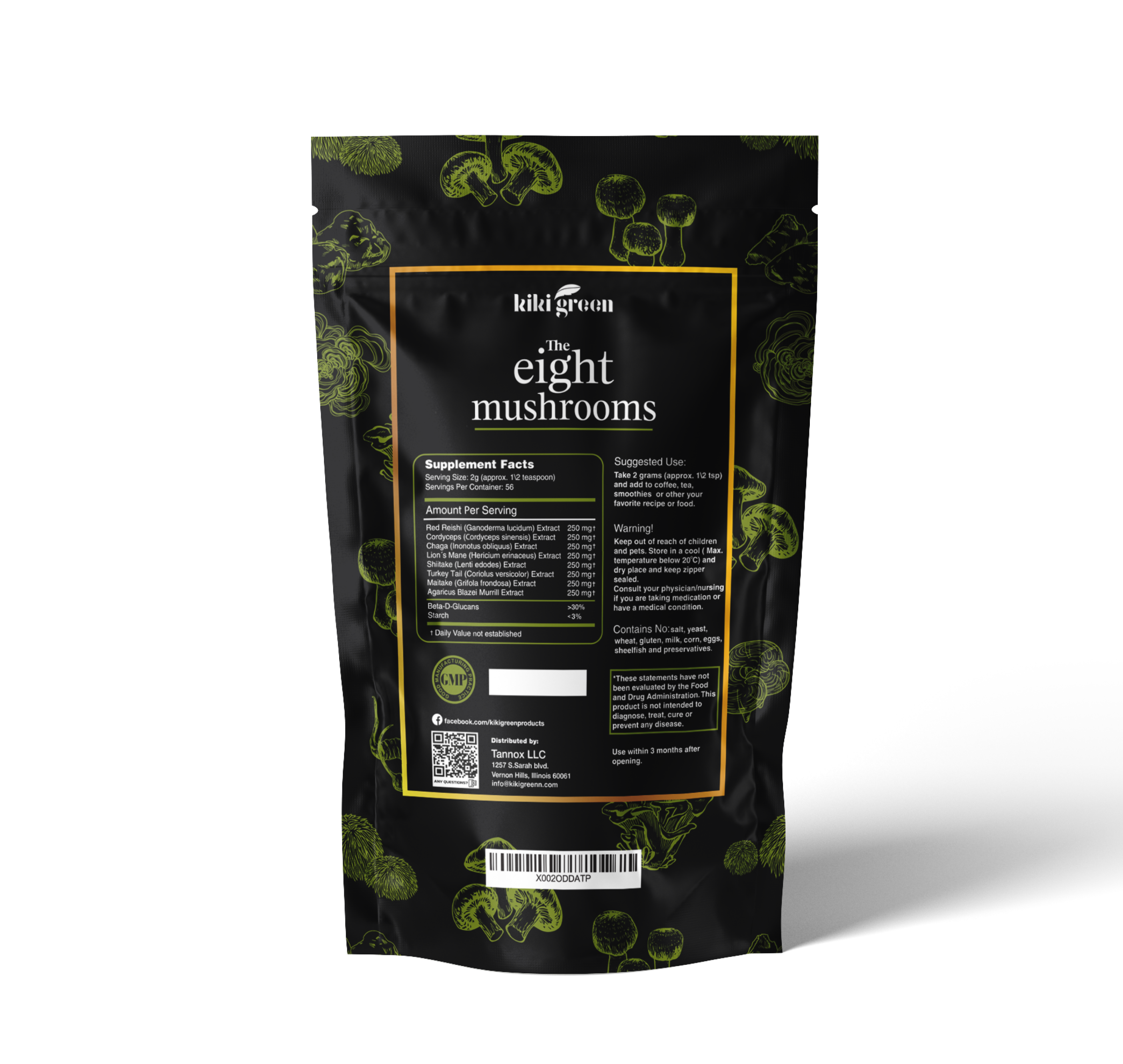 Eight Mushrooms Powder  KIKI Green