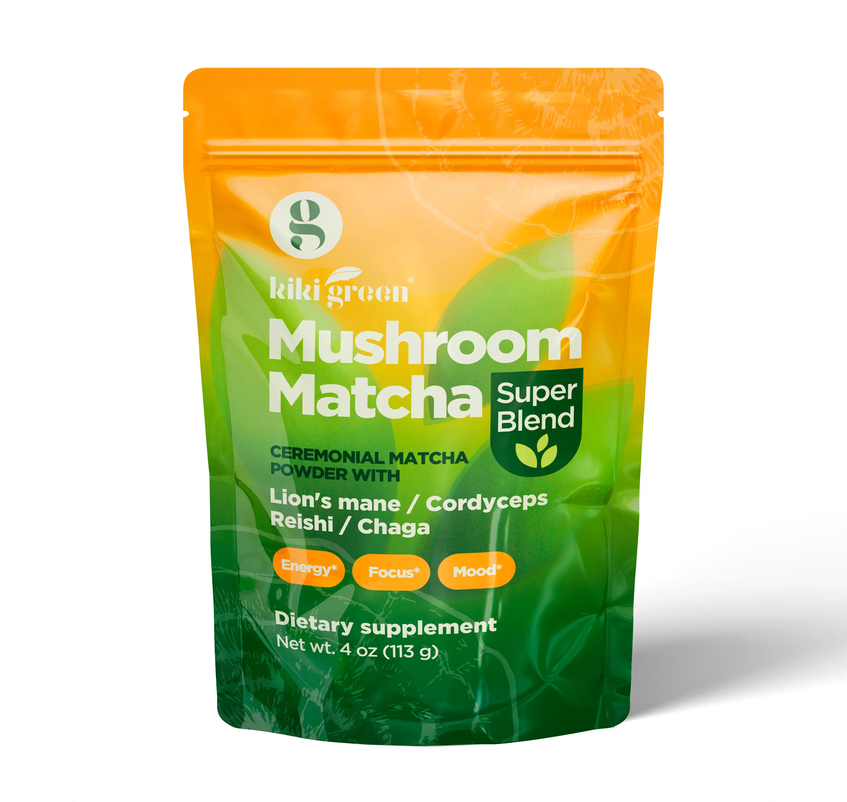 Mushroom Matcha 4 Oz  KIKI Green