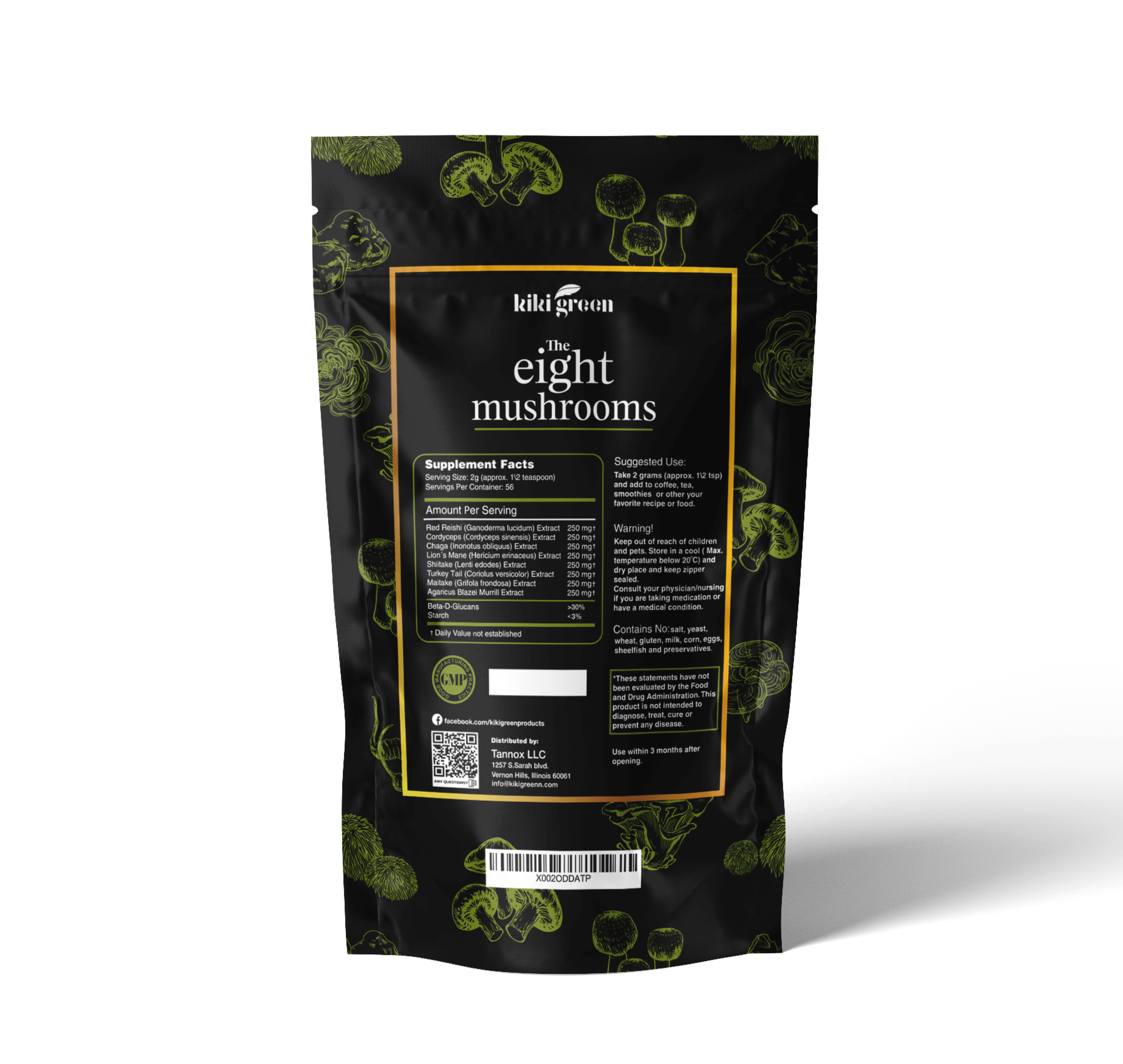 Eight Mushrooms Powder  KIKI Green