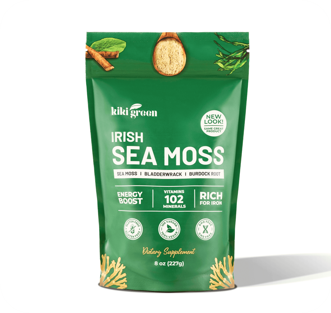 Irish Sea Moss Powder with Bladderwrack & Burdock Root, 8 oz