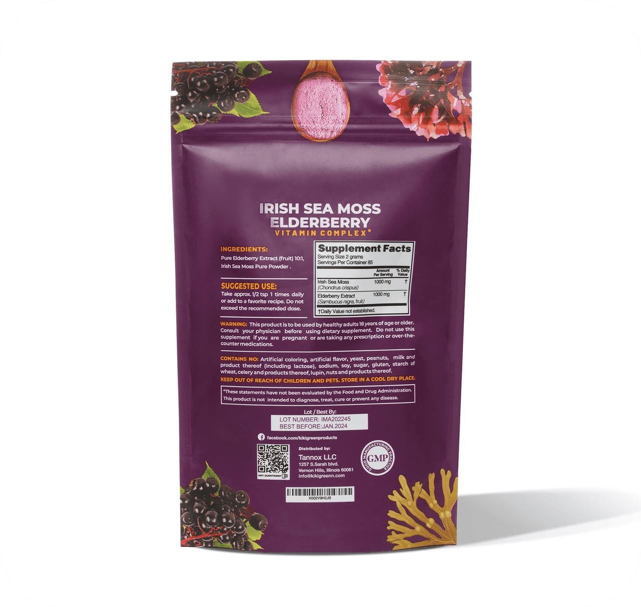 Sea Moss Powder with Elderberry - Immune Support, 6 Oz