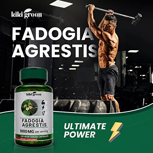 KIKI Green Fadogia Agrestis Herbal Supplement - 1000mg Per Serving - Fadogia Agrestis 120 Vegan Capsules for Daily Energy Boost, Vitality, and Well-Being Support