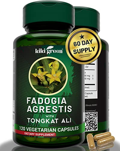 KIKI Green Fadogia Agrestis Extract with Tongkat ali for Men 1000mg Per Serving, Herbal Supplement 120 Vegan Capsules for Daily Use
