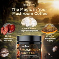 Thumbnail for KIKI Green Mushroom Coffee - Instant Arabica Brew with Reishi, Chaga, Lion's Mane - Everyday Coffee Alternative for Focus, Energy & Immunity